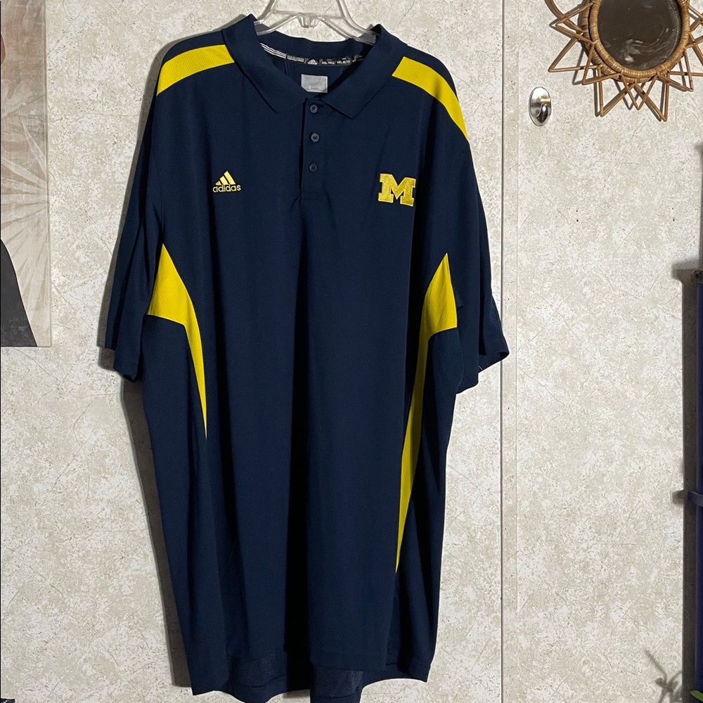 Michigan Climate Adidas Navy and Yellow Sports Polo Size 4X